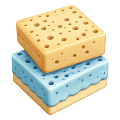  light blue and light beige two quadrate  sponges sticker