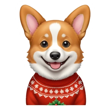 Emoji of a corgi wearing a Christmas sweater sticker
