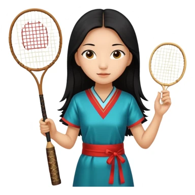 ancient chinese girl with badminton racket sticker