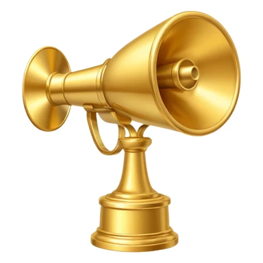 golden trophy with marketing elements like megaphone, chart, and target sticker