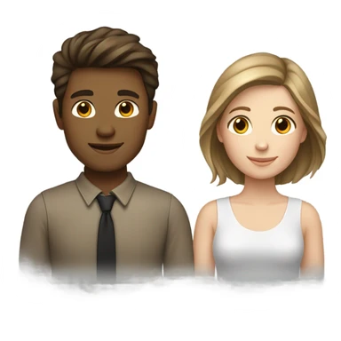 White young couple male has darker hair than female both have brown hair  sticker