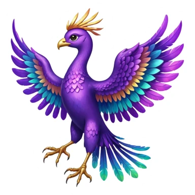 a purple pheonix with wings spread out sticker
