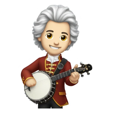Wolfgang Mozart chibi wig standing young 5-string banjo sticker