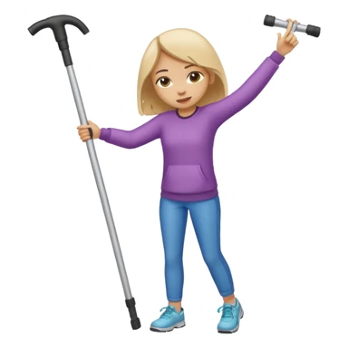 Girl dabbing with crutches on sticker
