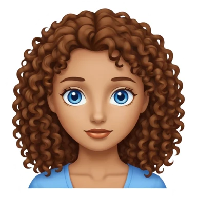 Woman with tan skin blue eyes and brown curly hair sticker