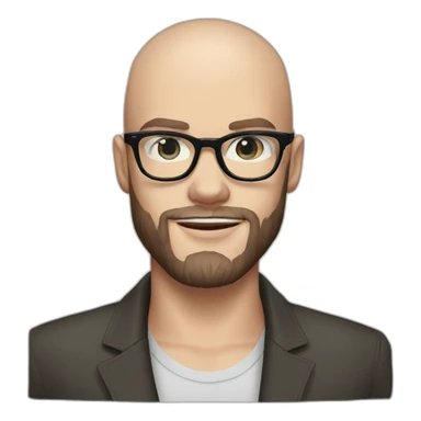 nicholas hoult bald with beard and glasses sticker