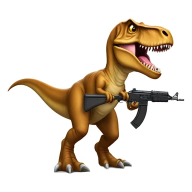 T rex with an Ak47 sticker