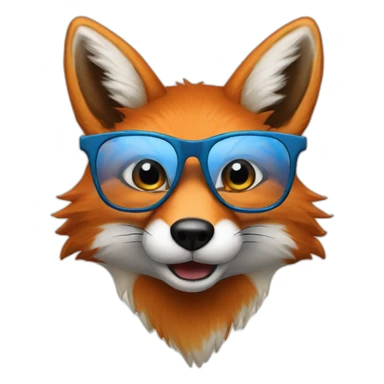 Fox in glasses with blue eyes and coffee sticker