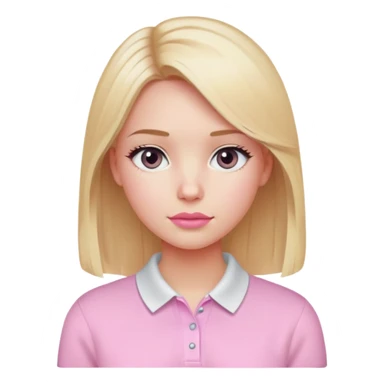 Blonde girl gray eyes Pink cheks and Pink lips straight hair and white polo sweater  sticker