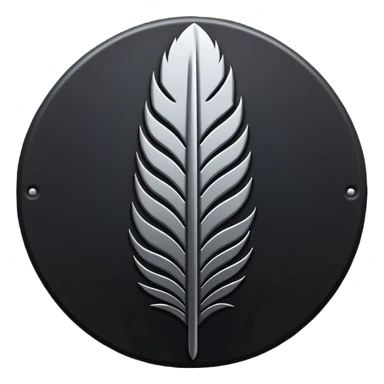 Emoji style, gothic feather made of layered black metal plates, sharp clean silhouette, industrial futuristic design, subtle metal texture, no glow, no neon, flat minimalist emoji, centered, transparent background sticker