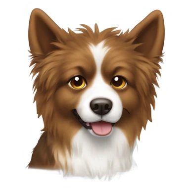 lime green Brown and white fluffy dog pointy ears sticker