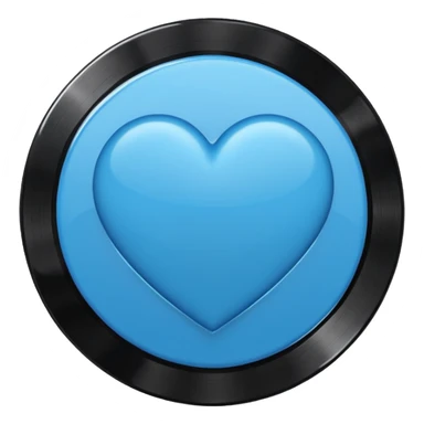 blue heart with a vinyl record sticker