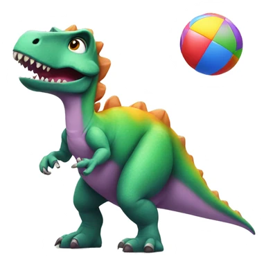 dinosaur juggles colorful balls sticker