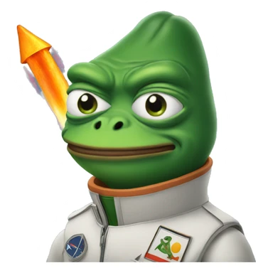 pepe with rocket  sticker