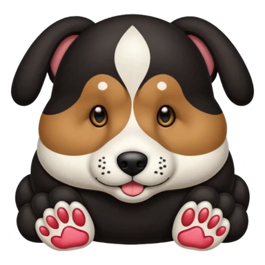 haz un perro negro con las patas y el ozico blancos toques marrones mucho pelo y ojos marrones menos marron menos pelo sticker