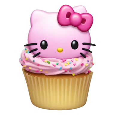 Hello kitty cupcake with pink frosting and sprinkles  sticker