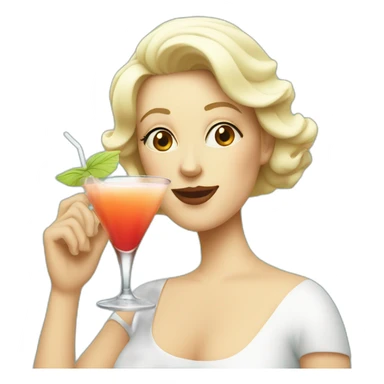 white lady drinking cocktail sticker