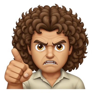 Angry Tan man with big curly brown hair pointing at me sticker