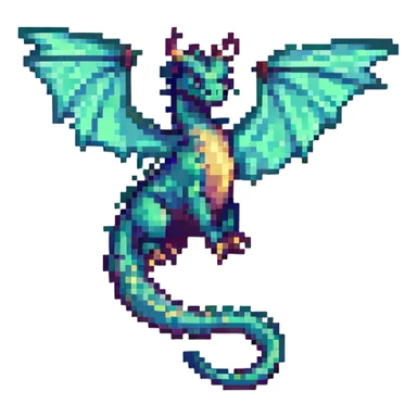 pixel art dragon, flying sticker