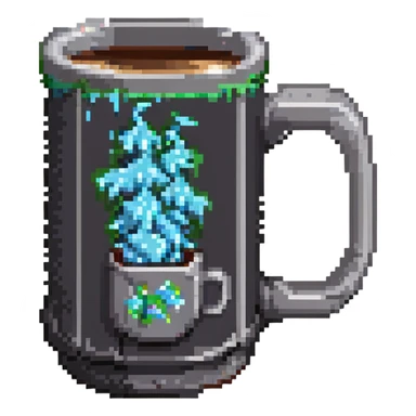 Pixel art coffee mug with steam sticker