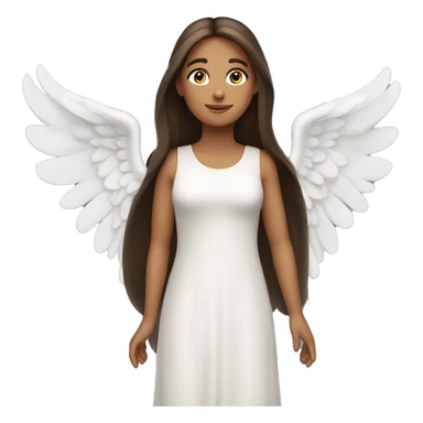 brunette angel with long straight hair, dimples, big blue eyes, halo and wings sticker