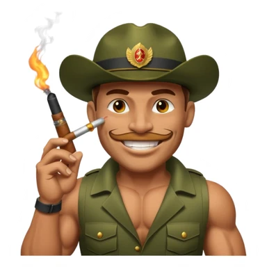 brauny cool jungle commando smoking a cigar with a grin sticker