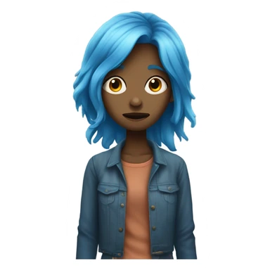 blue haired girl with haggard face sticker