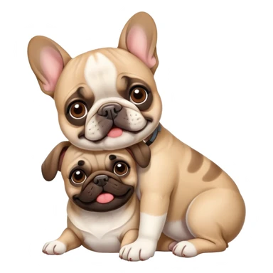 French bulldog with pug hugging sticker