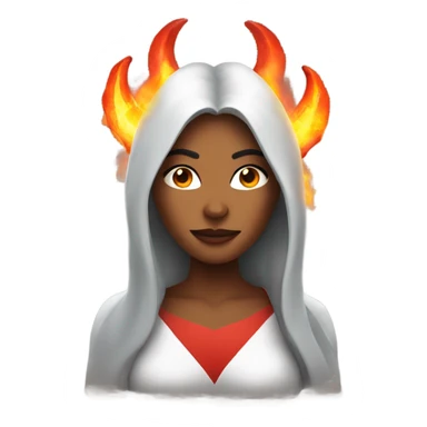 A woman with a halo and devil horns with fire behind them sticker
