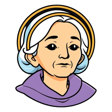 old woman face with a halo sticker