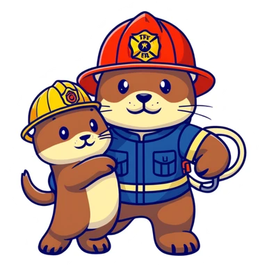 brave otter firefighter rescuing someone sticker