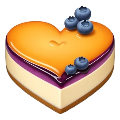 An orange heart with blueberry cheesecake  sticker