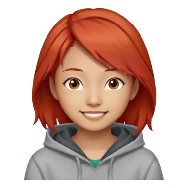 Asian young adult in a hoodie with red hair care free persona sticker
