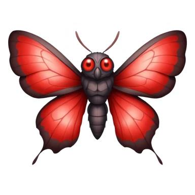 Create a scary emoji of the mothman with bright red eyes and as depicted in the legend. Make it less bird like and more Moth / Human hybrid- Human with Moth wings and Eyes sticker