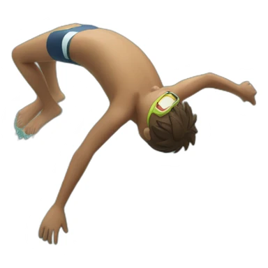 side view of an emoji boy diving into a swimming pool sticker