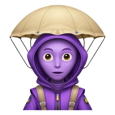 Skydiving purple alien with parachute and UFO sticker