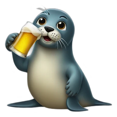 Seal with a beer sticker