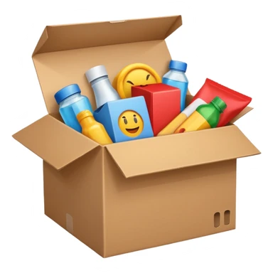 a box with different products sticker