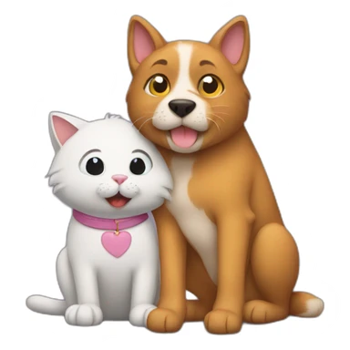 The cat is hugging the dog sticker