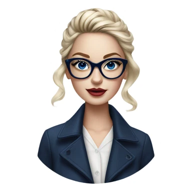 Hyper Realistic beautiful dior model with dark blue eyes glasses and stylish hair  sticker