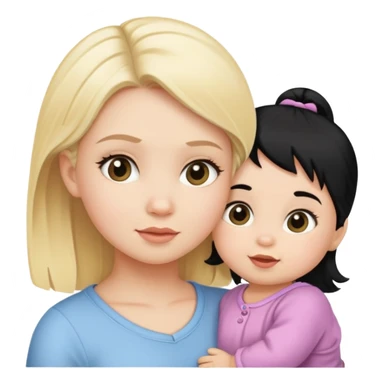Blonde baby girl and black hair mom sticker