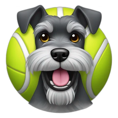 Full body schnauzer tennis ball in mouth sticker