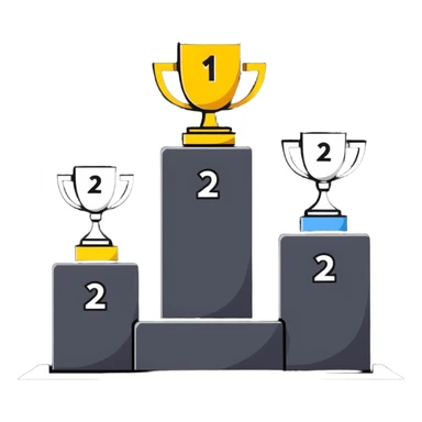 competition podium with 1st, 2nd, and 3rd place sticker