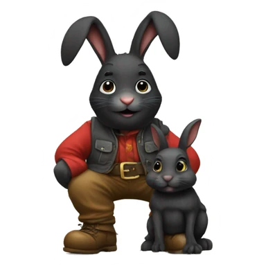 Black bunny and a gnome sticker