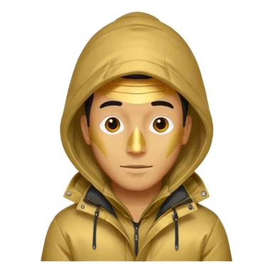 man in parka, gold skin tone. sticker