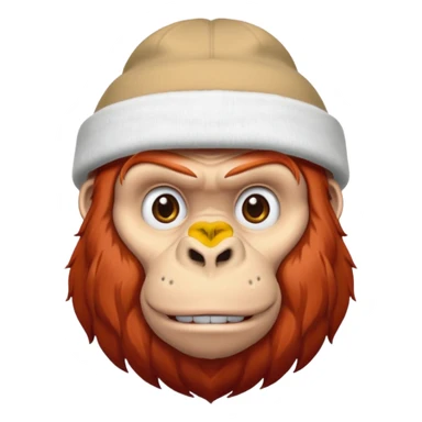 red haired gorilla head with white beanie, no text, facing slightly right sticker