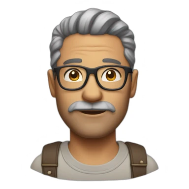 Middle aged hipster no hat sticker