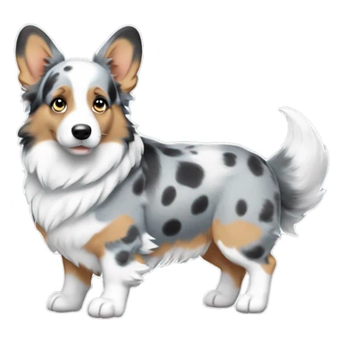 Blue Merle corgi with one blue eye full body sticker
