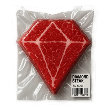 diamond steak, glossy and puffy vacuum-sealed style sticker