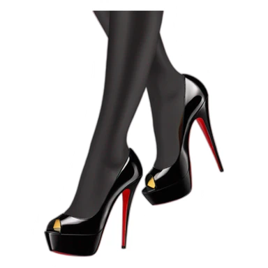Louboutin Black patent Leather Lady Peep Toe Platform sticker